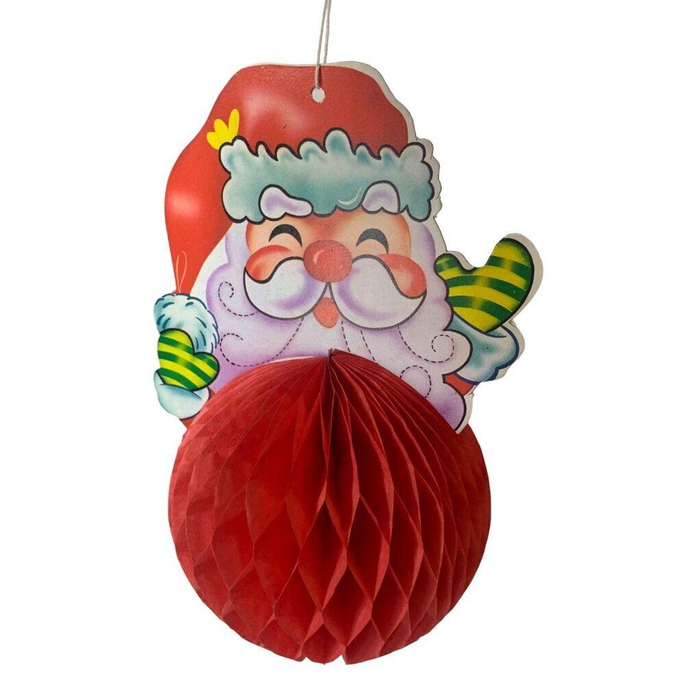 Vintage Paper Die Cut Honeycomb Santa Claus Christmas Holiday 1960s Retro 6.5"
